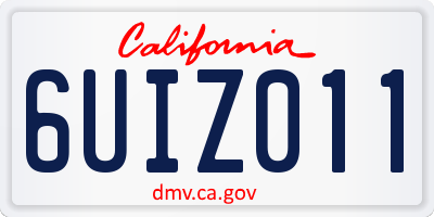 CA license plate 6UIZ011