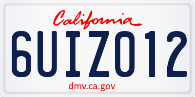 CA license plate 6UIZ012