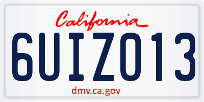 CA license plate 6UIZ013