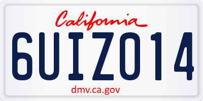 CA license plate 6UIZ014