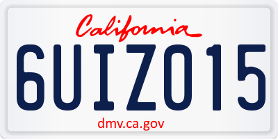 CA license plate 6UIZ015