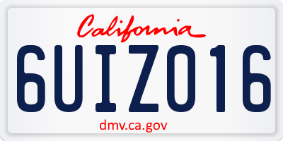 CA license plate 6UIZ016