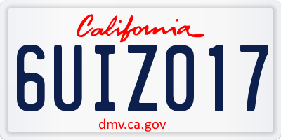 CA license plate 6UIZ017