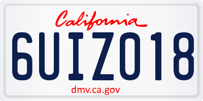 CA license plate 6UIZ018