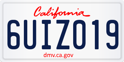 CA license plate 6UIZ019