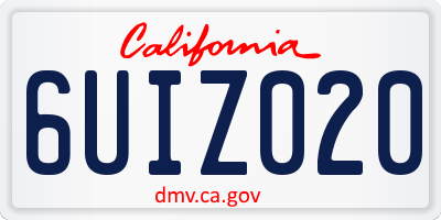 CA license plate 6UIZ020