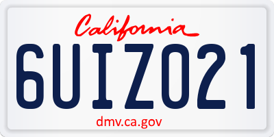CA license plate 6UIZ021