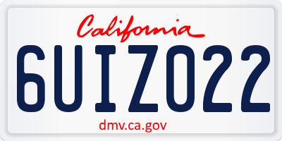 CA license plate 6UIZ022