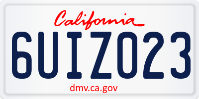 CA license plate 6UIZ023