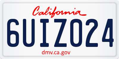 CA license plate 6UIZ024