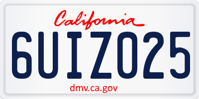 CA license plate 6UIZ025