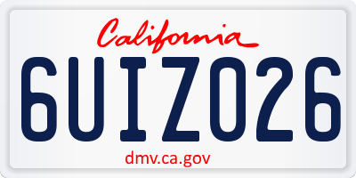 CA license plate 6UIZ026
