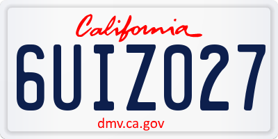 CA license plate 6UIZ027