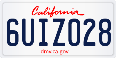CA license plate 6UIZ028
