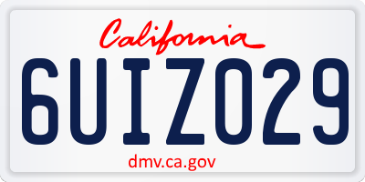 CA license plate 6UIZ029