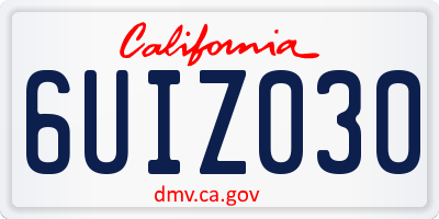 CA license plate 6UIZ030