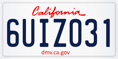 CA license plate 6UIZ031