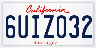 CA license plate 6UIZ032