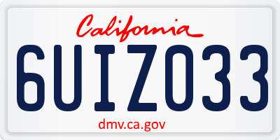 CA license plate 6UIZ033