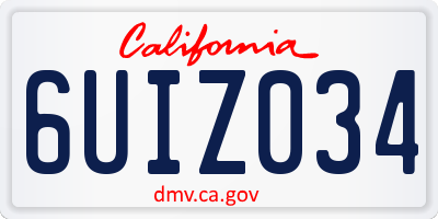 CA license plate 6UIZ034