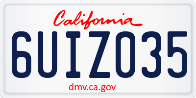 CA license plate 6UIZ035