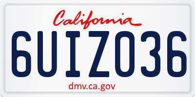 CA license plate 6UIZ036