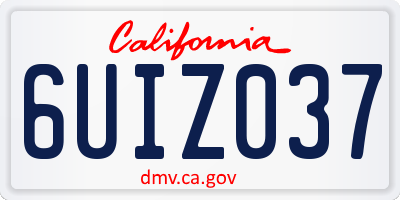 CA license plate 6UIZ037