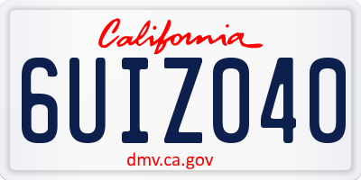 CA license plate 6UIZ040