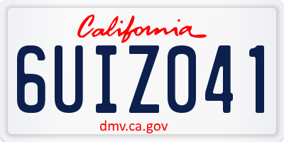CA license plate 6UIZ041