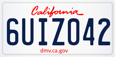 CA license plate 6UIZ042