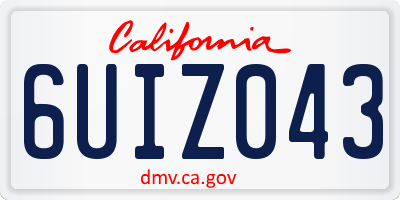 CA license plate 6UIZ043