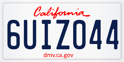 CA license plate 6UIZ044
