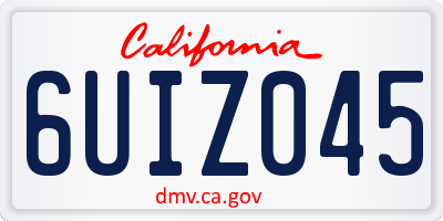 CA license plate 6UIZ045