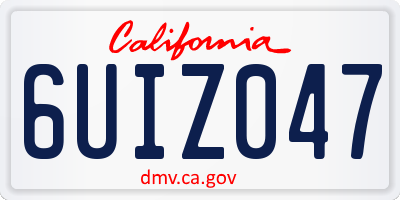 CA license plate 6UIZ047