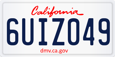 CA license plate 6UIZ049