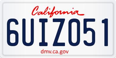 CA license plate 6UIZ051