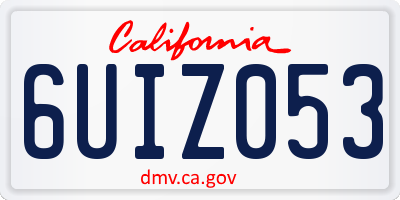 CA license plate 6UIZ053