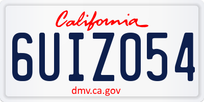 CA license plate 6UIZ054