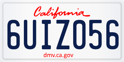 CA license plate 6UIZ056