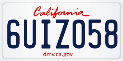 CA license plate 6UIZ058