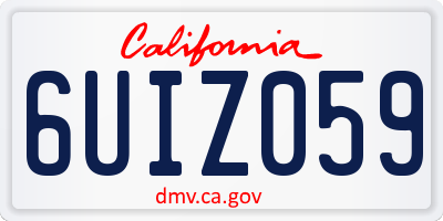 CA license plate 6UIZ059