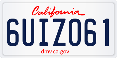 CA license plate 6UIZ061