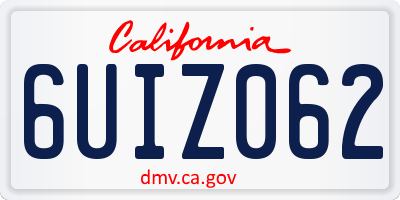 CA license plate 6UIZ062
