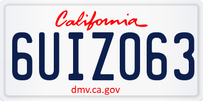 CA license plate 6UIZ063