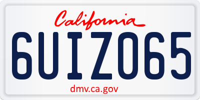 CA license plate 6UIZ065