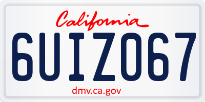 CA license plate 6UIZ067