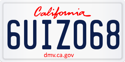 CA license plate 6UIZ068