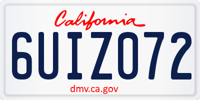 CA license plate 6UIZ072
