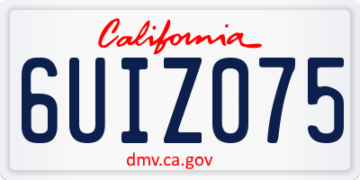 CA license plate 6UIZ075