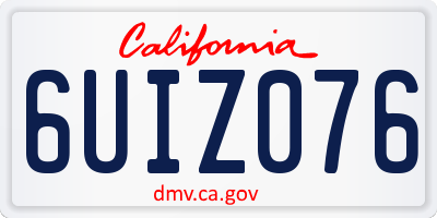 CA license plate 6UIZ076